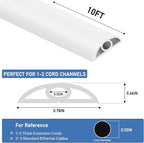 Floor Cord Cover Self Adhesive Cord Hider Floor Extension Cord Covers for Floor Power Cord Protector Cable Management Prevent Cable Trips Cable Cavity 0.32" W x 0.32" H (White, 10Ft)