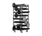 Trafford Industrial Stanchion Post Cart, 24 Posts, Horizontal Padded Storage and Locking Wheels for Safety