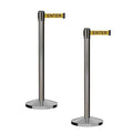 CCW Series RBB-100 - Set of 2 Stanchion Retractable Belt Barriers (11 Foot Belt, Yellow with"Caution - DO NOT Enter" Black Letters Belt with Satin Stainless Steel Post)