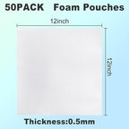 50Pack Foam Pouches,12" X 12" Dish Packing Foam Cushion Foam for Packing Dishes and glasses Moving Foam Wrap Pouches Packing Supplies for Moving