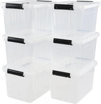 Sandmovie 12 Quart Clear Plastic Latching Storage Box, 6 Packs