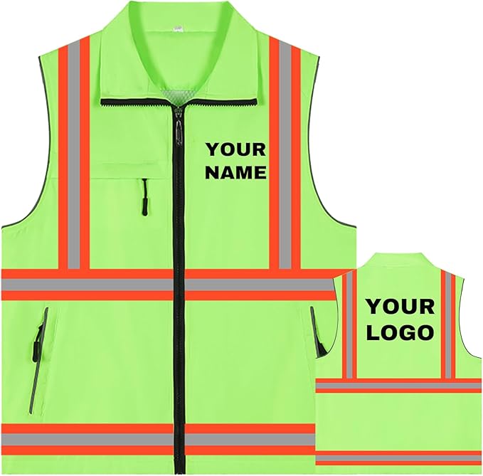 YOWESHOP Lightweight Zip-Up Safety Vest with Pockets for Outdoor Activities,Custom Logo Sleeveless Windbreaker