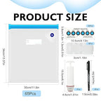 100 Pcs 3D Filament Storage Bags 13.4 x 11.8 Inch Reusable 3D Printer Filament Storage Bags and Humidity Indicator Cards Vacuum Sealed Kit with sealed bag clips pen pump for Keeping Files Dry