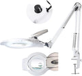KIRKAS 10X & 30X Magnifying Glass with Light and Stand, 2200 Lumens Dimmable LED Magnifying Lamp, Real Glass Lens Lighted Magnifier Light for Craft, Reading, Repair, Hobby, Close Work- White