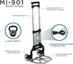 Mount-It! Folding Hand Truck and Personal Dolly, Foldable Aluminum Trolley Cart, 165 Lb Capacity Heavy Duty Dolly with Wheels of Rubber for Moving, Comfortable Telescoping Handle for Indoor Outdoor