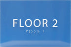 6" X4" Floor 2 Sign - ADA Compliant Tactile Graphics Grade 2 Braille Text | Wall Mount Plastic Directional Assistance, Floor Number Sign for Office, Schools, Hospitals, Apartments