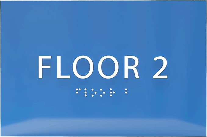 6" X4" Floor 2 Sign - ADA Compliant Tactile Graphics Grade 2 Braille Text | Wall Mount Plastic Directional Assistance, Floor Number Sign for Office, Schools, Hospitals, Apartments