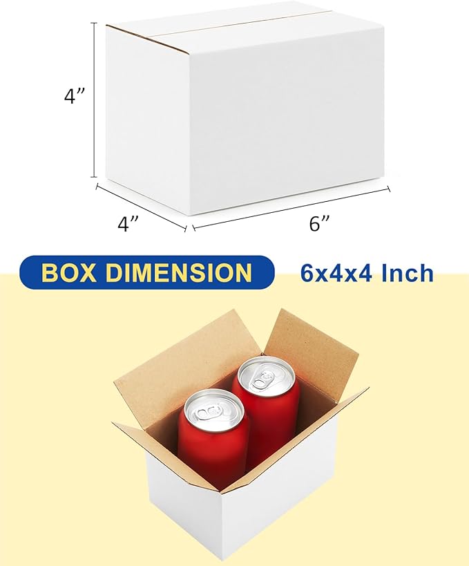 40-Pack-Small-Shipping-Boxes-6x4x4, Corrugated-Cardboard-Boxes-for-Packaging-Small-Business, White-Boxes-Mailers