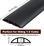 16.4 FT Floor Cord Cover, Self Adhesive Cord Hider, Hide Electric Wire on Carpet, Power Cable Protector, Cord-Runner Protective 0.47" (W) x 0.29" (H), Black