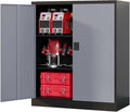 Metal Garage Storage Cabinets with Lock, 36" Tall Tool Cabinet with 2 Door and 2 Adjustable Shelves, Locking Garage Cabinets and Lockable Steel Locker for Home Office Warehouse-(Black Gray-36”H)