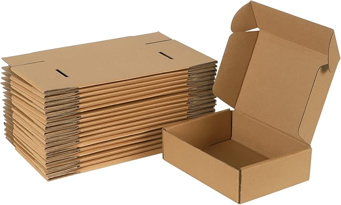 Trwcrt Shipping Boxes 7x5x2 Set of 20, Corrugated Cardboard Box for Packing Small Business, Brown