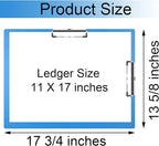 Acocony 11x17 Clipboard Double Clip Super Tough Extra Large Clipboard Not Fragile Low Profile Clip 11 x 17 Clipping PP Plastic Blue Pack of 2