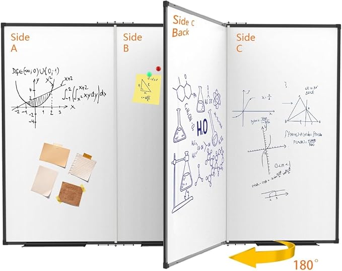 Large White Board for Wall,Magnetic Dry Erase Whiteboard,Foldable 118x48 Inches,Black Aluminum Frame, with 3PCS Detachable Marker Trays for Office and Home