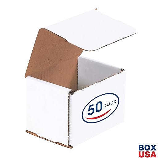 Box USA BM433 4"L x 3"W x 3"H, White (Pack of 50)