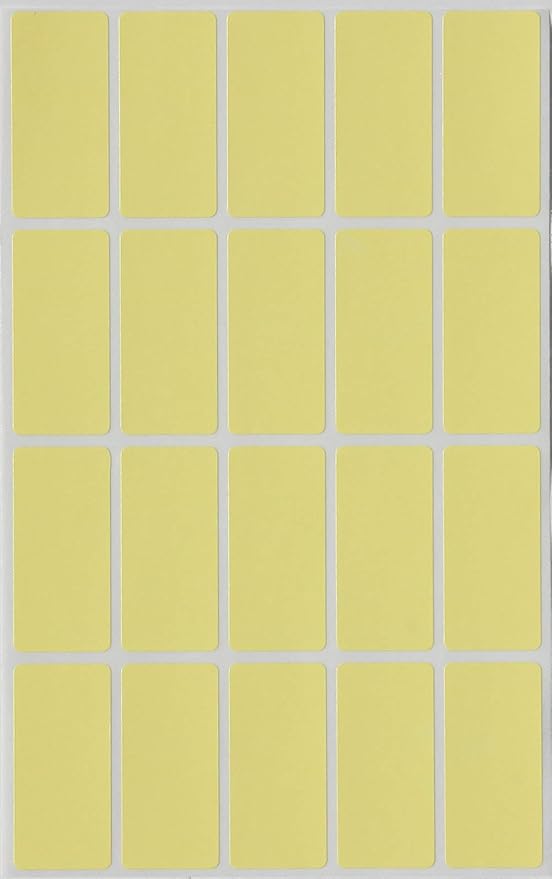 Royal Green Pastel Yellow Rectangular Colored Labels 1.57inch x 0.75 inch - Rectangle Color Code Stickers (40mm x 19mm) - 300 Pack