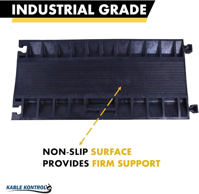 Kable Kontrol Atlas Cable Protector Wire Ramp - 5 Channel Bulk Wholesale Pallet – 40 Pcs - 35” Long Black & Yellow - 24000 Lbs Load Capacity - Rubber Speed Bump Wire Protector Cord Cover - CP9975