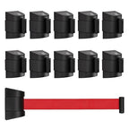 DuraSteel Wall Mount Retractable Belt Barrier - 6.5 Ft Red Safety Belt in Black Casing - Guardian 2.0 Indoor & Outdoor Do Not Cross Caution Tape for Crowd Control Queue Barrier, Line Divider, 10 Pcs