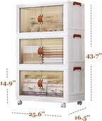 4 Tier Plastic Stackable Storage Bins and Boxes Organizer, Foldable Containers, Stackable Closet Organizers, Collapsible Boxes, White (3 Tier, 25.8″)