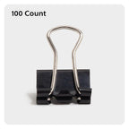 U Brands Binder Clips, Micro 1/2-Inch Width, 1/5-Inch Paper Holding Capacity, Black and Silver Steel, 100-Count - 650U08-24