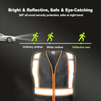 Custom Safety Vest with Logo Pockets High Visibility Reflective Vests Construction Security Workwear