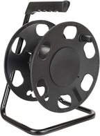 Clear Power 50ft 14/3 SJTW Yellow Outdoor Extension Cord & Heavy Duty Cord Storage Reel with Metal Stand, 3 Prong Grounded Plug, Lighted-Locking Connector, DCCO-9005-DC