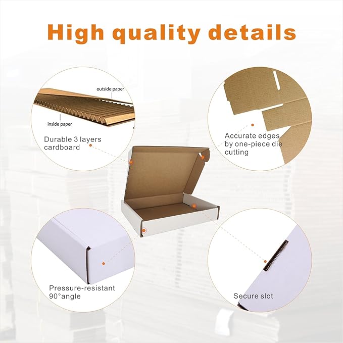 400 Pack 6x4x1'' Small Shipping Boxes, Corrugated Cardboard Mailers for Business, White (CM641-400)