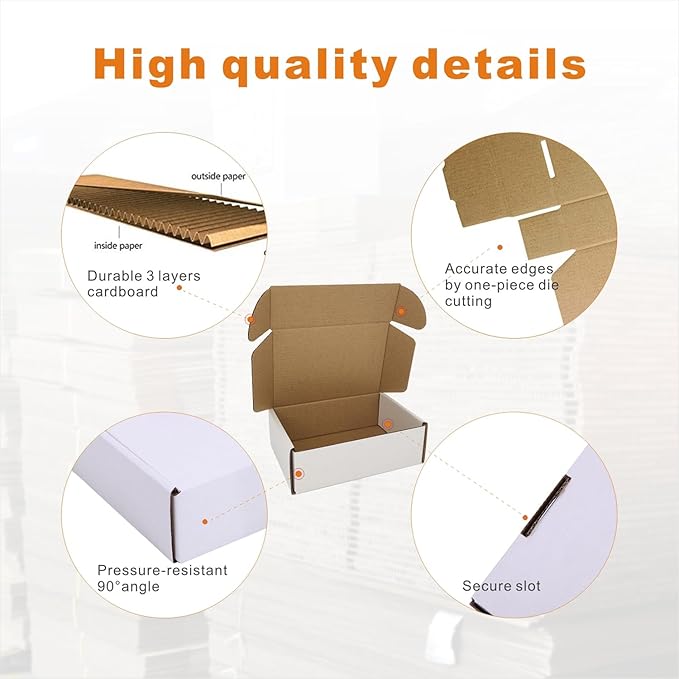 300 Pack 6x4x2'' Small Shipping Boxes, Corrugated Cardboard Mailers for Business, White (CM642-300)