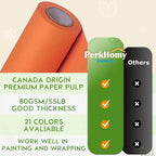PerkHomy 24" x 2,400" (200') OrangeRed Kraft Paper Roll for Craft Bulletin Board Paper Art Table Covering Crafting Gift Wrapping Bouquet Packing Parcel 80GSM 55LB (OrangeRed, 24" x 200')