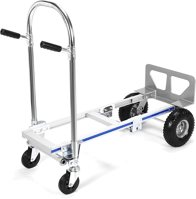 2 in 1 Aluminum 800LBS Capacity Folding Hand Truck Dolly Cart W/Wheel Heavy Duty Industrial Collapsible Cart ForConstruction Warehouse Factories Indoor Outdoor