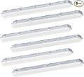 JTT 4FT LED Vapor Tight Light, 60W/50W/40W IP65 Waterproof LED Outdoor Indoor Shop Light 6000K/5000K/4000K CCT, Vapor Proof Fixture for Garage Shop Basement Barn Car-Wash, 6-Pack ETL