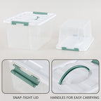 2-Pack Plastic Lidded Storage Box with Handle, Organizing Container with Lid and Latching Buckles (7 Quart/14 Quart)
