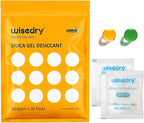 wisedry 10 Gram [30 Packs] Silica Gel Desiccant Packets Reusable for Moisture with Color Indicating Rechargeable Small Dessicant Packs Food Grade