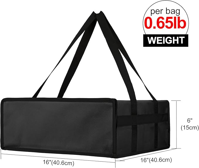 Bodaon Pizza Bags for Delivery 16" x 16" x 6" – Compact Pizza Bag Holds Up to 3 Boxes, Foldable Thermal Carrier Cooler for Delivery Drivers