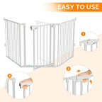 Bonnlo 82-Inch Versatile Safety Gate Metal Baby/Pet Gate Configurable Dog Barrier - Ideal for Wide Door Openings, Stairways, Doorways, Includes Wall Mounts