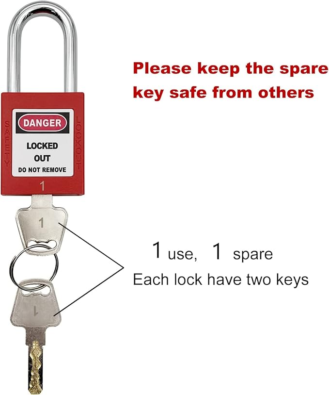 Lockout Tagout Locks, Safety Padlock, Loto Locks Keyed Differently Lock Out Tag Out 10 pcs Safety Padlocks Plastic with 10 Lockout TagOut Tags Red