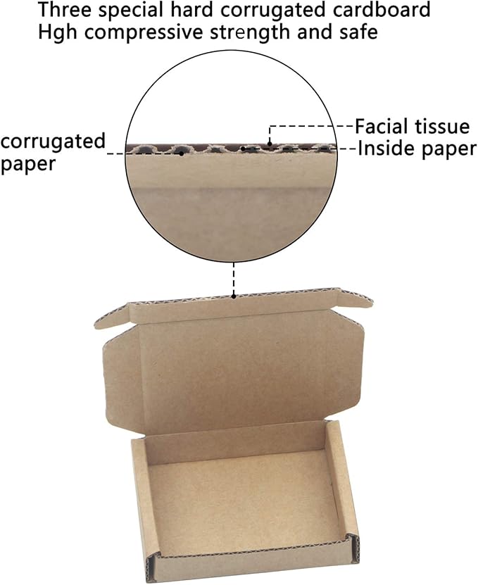 Ellbest 50pcs Packing Boxes 1.5mm Thick Cardboard, 3.4 x 2.6 x 0.7inches Mini Kraft Brown Box for Stationery, Paper Clips, Pins, Mini Ornaments