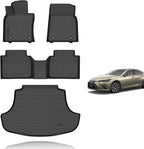 KELCSEECS® Floor Mats & Cargo Liner for 2019-2024 Lexus ES ES350 ES300h & 2025 Lexus ES300h,All Weather Protection TPE Floor Liners Front& Rear Row Full Set ES Accessories Black