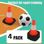 BESEA 4 Pack 12 Inch Red Traffic Cones with 4 Inch Reflective Collar, Heavy Duty PVC Safety Cones with 8.5 x 8.5 Inch Base for Parking, Driving Practice, Sports Training, and Construction