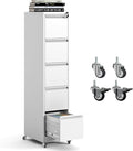 5 Drawer Mobile File Cabinet, Metal Filing Cabinet with Lock and Wheels, Home Office Rolling File Cabinets for Legal/Letter Hanging File Folders, Un-Assembled (White)