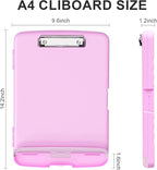 Plastic Clipboard with Storage, 8.5 x 11 Storage Organization Box Side-Opening, Heavy Duty Clip Board with Pen Holder and Paper Folder for Nurses, Teachers, Office & School Supply, Dark Pink