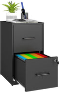 2 Drawer File Cabinet with Lock, Vertical Filing Cabinets for Home Office, Metal Storage Cabinet, Heavy Duty File Cabinet for Under Desk, Amssebly Required, Black