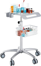 VEVOR Medical Cart, Salon Cart with Wheels, Mobile Trolley Cart 26.77"-42.91" Height Adjustable, Metal Salon Stations for Hair Stylist, Rolling Desktop Lab Cart for Clinic, Beauty and Salon