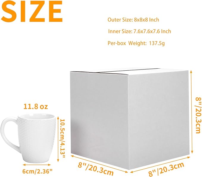 PETAFLOP 8x8x8 Shipping Boxes Set of 25, Small White Cardboard Mailer Box for Packing, Mailing, Business