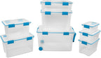 Sterilite 6-Pack Gasket Box, Weather-Resistant Storage Bins with Latching Lids, 120 Quart - Heavy-Duty Organizing Containers for Closet, Bathroom, and Office