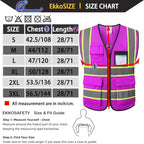 Purple Safety Vest for Men Women Reflective with 8 Pockets and Zipper Front Mesh High Visibility Vest Hi Vis Construction Work Vest,Meets ANSI/ISEA Standards(EKH1-Purple-XL)