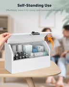 Uniclife Wall Mount Medicine Cabinet with Combination Lock Locking First Aid Cabinet Lockable Medical Cabinet Small Medicine Organizer Secure Steel Wall Cabinet Metal Storage Box, White