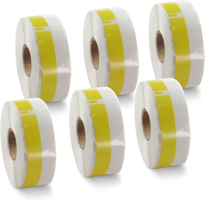 BETCKEY Colored Labels Compatible with Dymo 30346 (1/2" x 1-7/8") Library Barcode Labels, Compatible for Dymo LabelWriter Thermal 450, 4XL & Zebra Desktop Printers [6 Rolls, Yellow]