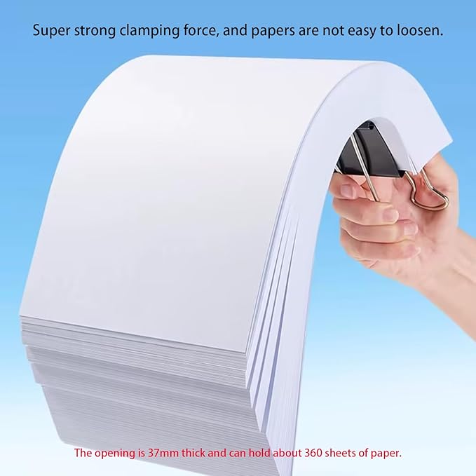 Jumbo Binder Clips, 3 Inch (6 Pack), Standard 75mm, Black, Drawing Board Clips, Fold Clamp, Paper Clips, Office and School Supplies