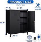 Metal Storage Cabinet with Lock, Locking Cabinets with 2 Doors and Shelves, Lockable Steel Locker Cupboard, Small Sideboard Buffet Cabinet for Home Office