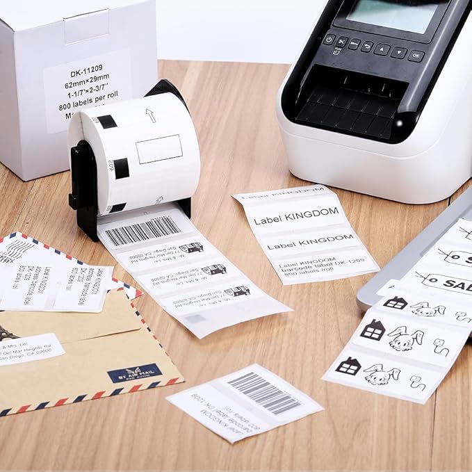 Replace for Brother DK-1209 Small Address Label, 29 x 62mm (2.4 x 1.1 in), 800 Stickers per Roll Barcode Labels use with QL-600 QL-800 QL-500 QL-550 Printer (10 Rolls+ 1 Reusable Cartridges)